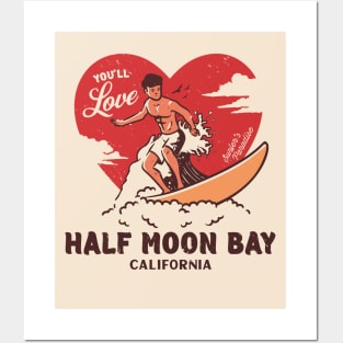 Vintage Surfing You'll Love Half Moon Bay, California // Retro Surfer's Paradise Posters and Art